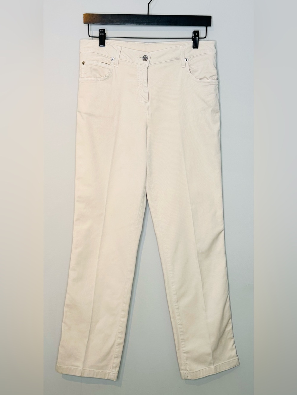 St. John Women’s Casual Cream Khaki Straight Leg Jeans Pants